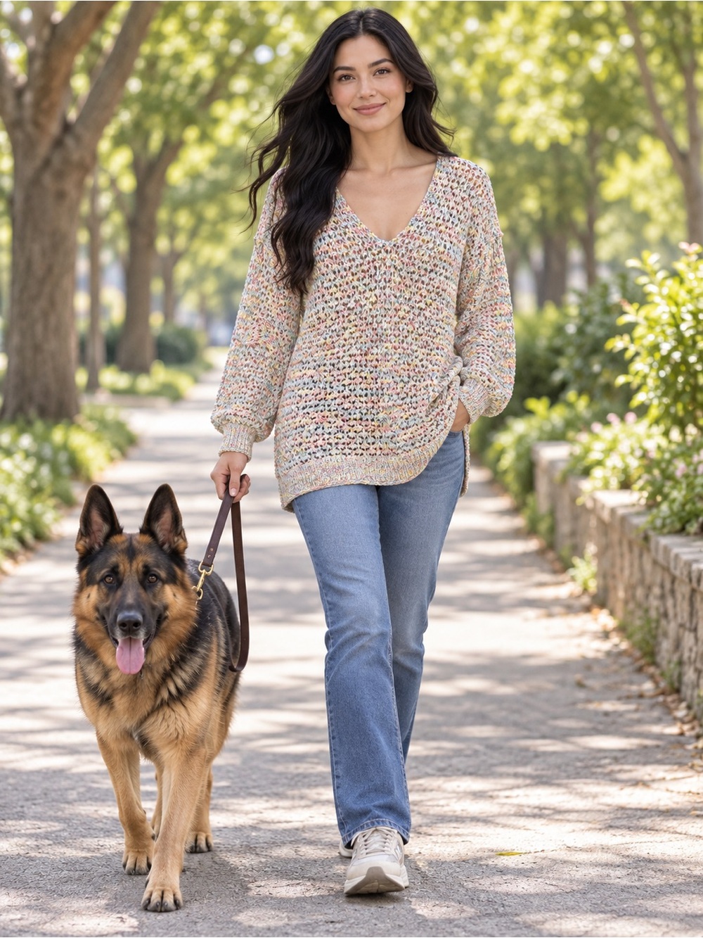 S036 New POL S ptp22 Pastel Multicolor V-Neck lightweight Sweater Top